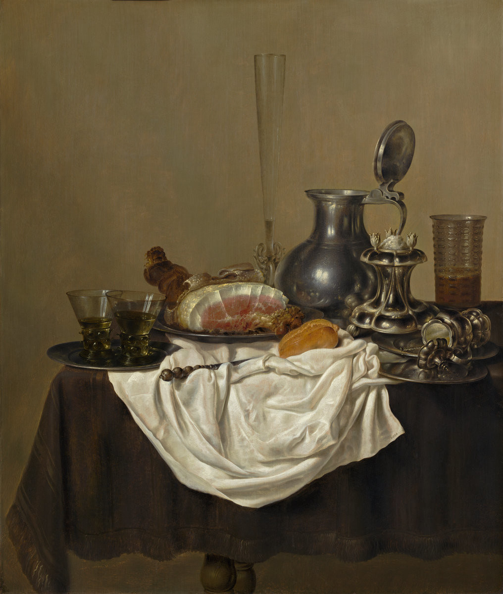 Still Life with Ham by Gerrit Willemsz. Heda, 1650